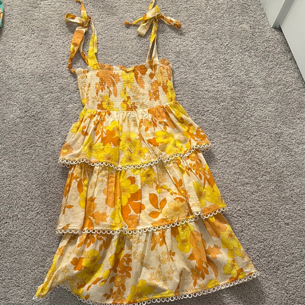 Zimmermann Kids Floral Dress in Yellow and Orange